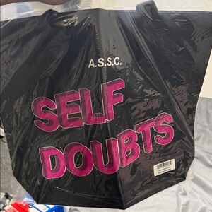 Anti Social Social Club Black Tote with Pink Text